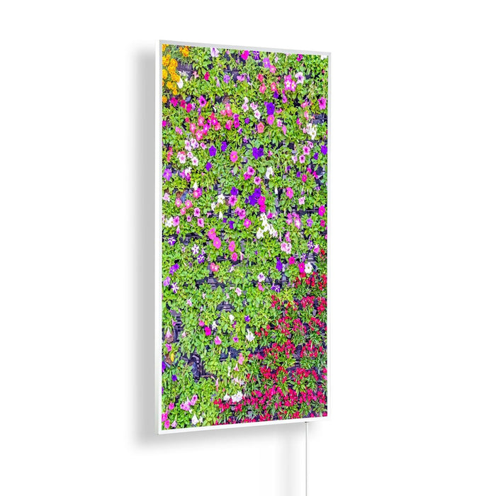 Könighaus Infrarotheizung Hochkant mit Motiv Blumenwand