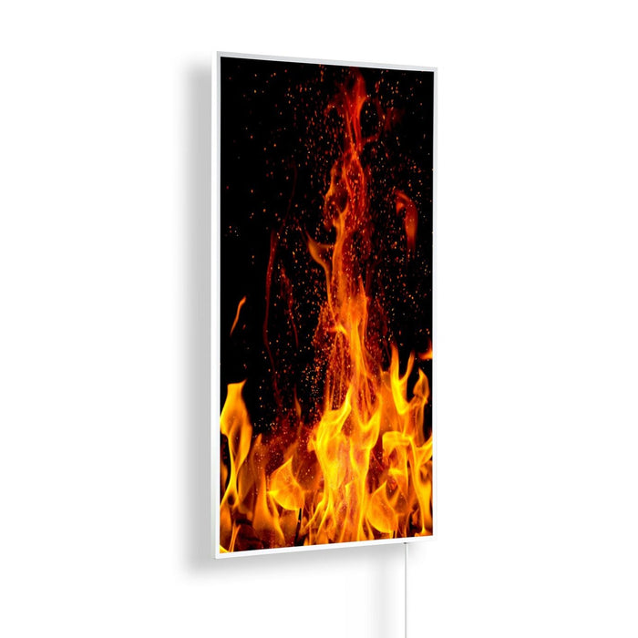 Könighaus Infrarotheizung Hochkant mit Motiv Feuer
