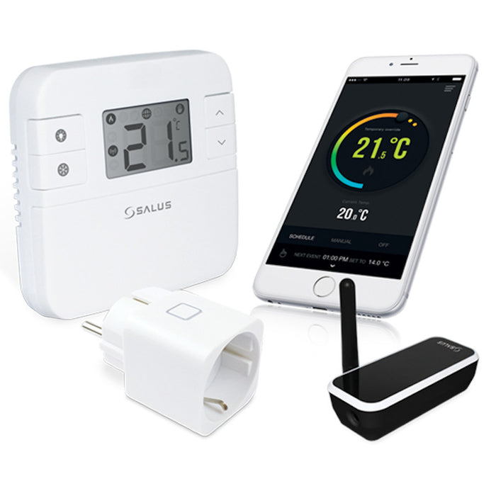SALUS Controls RT310iSPE Raumthermostat App gesteuert mit Funksteckdose