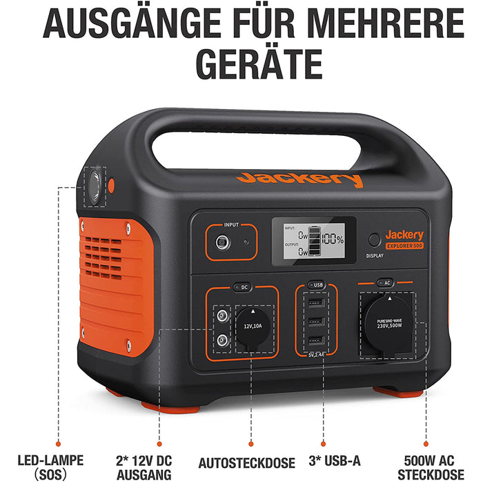 Jackery Explorer 500W Portable Powerstation 518Wh
